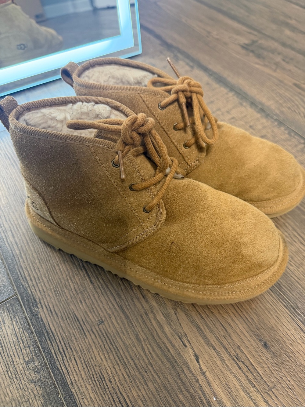 UGG Chestnut Tan Suede Lace-Up Ankle Booties
